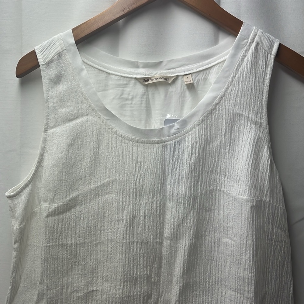 Soft Surroundings Ivory Pearl Oceo Gauze Tank- S - Picture 5 of 7